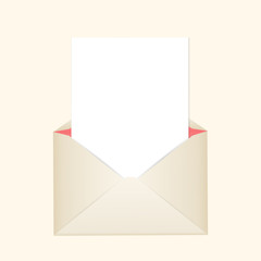 Postal clean envelope with piece of paper for greeting cards or for your wedding invitations or thank you cards.