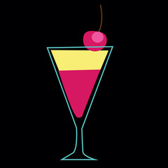 vector retro drinks isolated on black background
