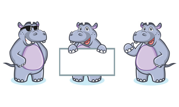 Hippo Mascot Vector happy
