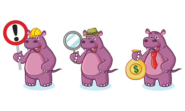 Purple Hippo Mascot Vector money