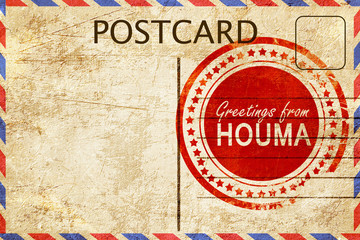 Naklejka premium houma stamp on a vintage, old postcard