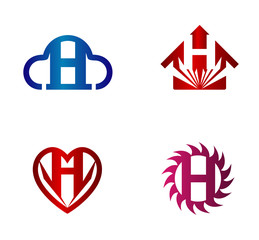Design vector logo template. H letters icon set
