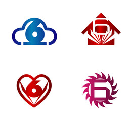 Number 6 logo. Vector logotype design set

