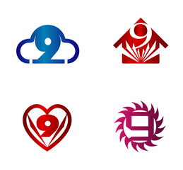 Number 9 logo. Vector logotype design set
