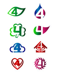 Abstract icons for number 4 logo set
