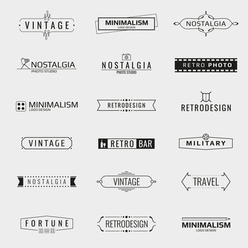 Vector minimal vintage logo templates. Logo travel, emblem company logo bar, brand logo photo studio illustration