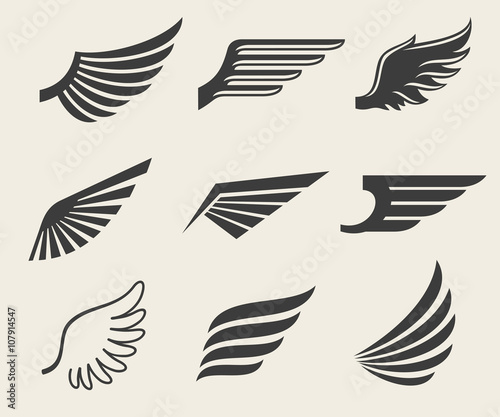 wings vector icons set wing set icon wing feather wing bird