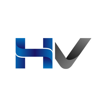 Modern Simple Initial Logo Vector Blue Grey hv