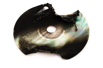burnt out cd on white with clipping path