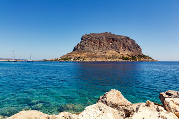 Monemvasia rock in Peloponnese, Greece