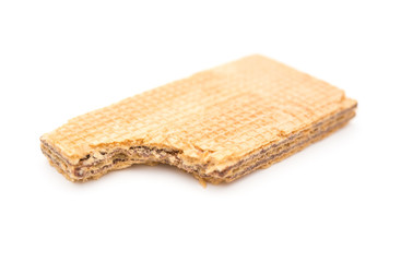 wafer block with a bite on a white background