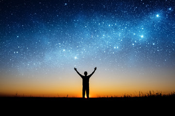 Space and man. Elements of this image furnished by NASA. © Tryfonov