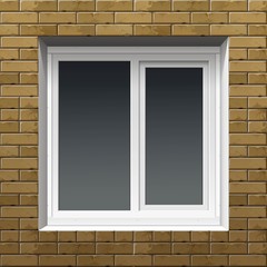 Vector Window with Rolling Shutters on a Brick Wall
