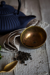 Glass with herbal tea
