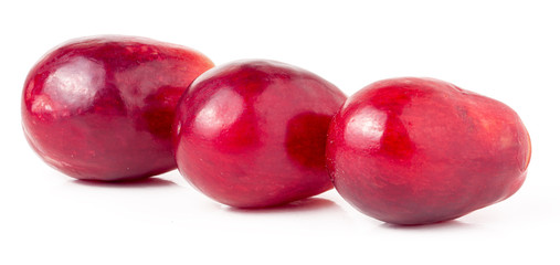 Obraz premium three red berries of grapes isolated on white background