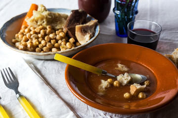 Food on table from above