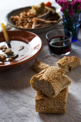 Food on table from above