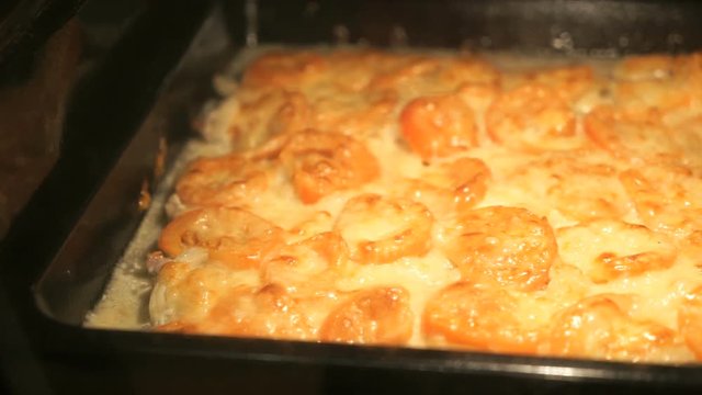 Meat is backed in the oven