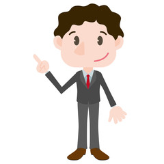 young business person cartoon character pointing hand sign clip art