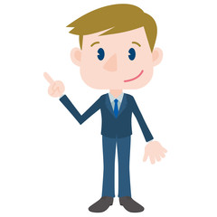 blond young man cartoon character pointing hand sign clip art