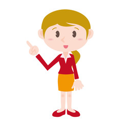 blonde young woman cartoon character pointing hand sign clip art