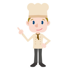 young chef cartoon character pointing hand sign clip art