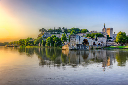 The Pont Saint Benezet and the Palais des Papes in Avignon, South France