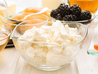 bowl of cottage cheese with other products