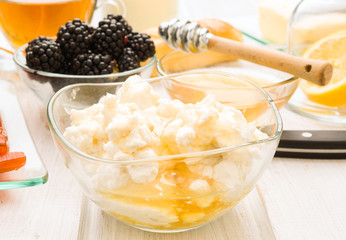bowl of cottage cheese with honey
