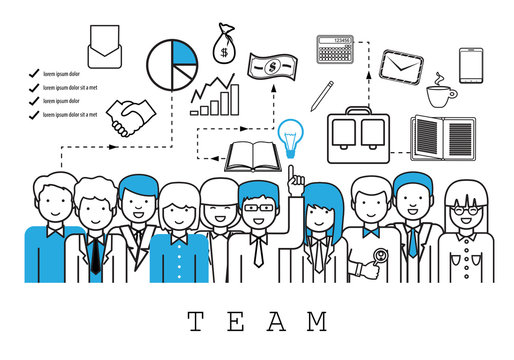 Business People Team-On White Background-Vector Illustration, Graphic Design.Business Concept And Content For Web,Websites,Magazine Page,Print,Presentation Templates And Promotional Materials