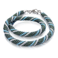 Attractive necklace made of green and blue beads