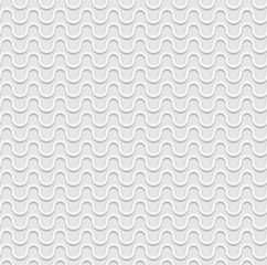 Seamless white background, wavy lines, embossed surface, 3D effect, vector illustration