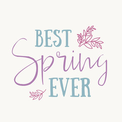 Spring is in the air- hand drawn inspiration quote. Spring Vector watercolor typography design element. Spring Air Brush lettering quote. Spring quote poster. Housewarming vector hand lettering 