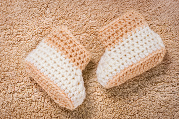 Pair of brown baby booties