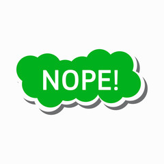 Nope in a green cloud icon, simple style