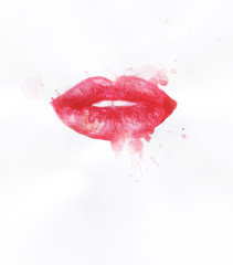 Les lèvres des femmes. Illustration de mode peinte à la main