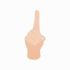Forefinger up gesture icon, isometric 3d style