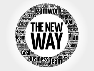 The New Way circle word cloud, business concept