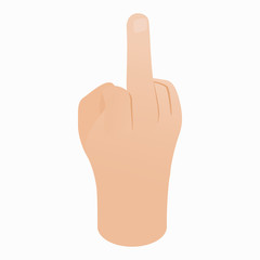 Hand with middle finger icon, isometric 3d style 