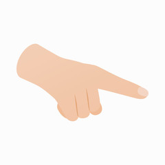 Pointing hand gesture icon, isometric 3d style