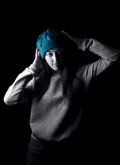 Fototapeta na wymiar girl with knitted hat