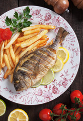 Grilled fish fith french fries