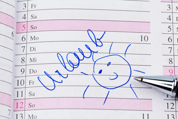 Eintrag im Kalender: Urlaub