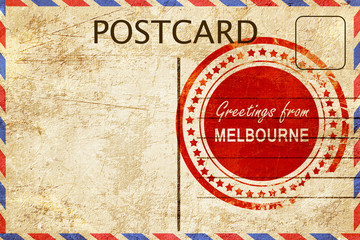 melbourne stamp on a vintage, old postcard © Argus