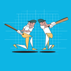 Cricket player with  batsman< vector illustration