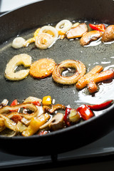 fried vegetables in the form of letters