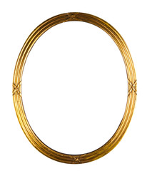 oval golden frame isolated on white 