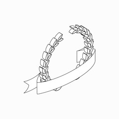 Laurel wreath with ribbon icon, isometric 3d style