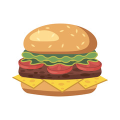 Burger icon, cartoon style