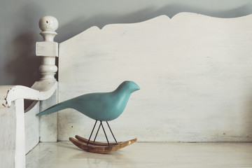 Vintage tone of Wood carving of a bird